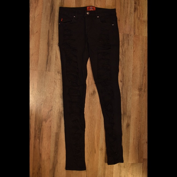 Royal Bones Denim - Royal Bones | Black Denim Skinny Ripped Jeans